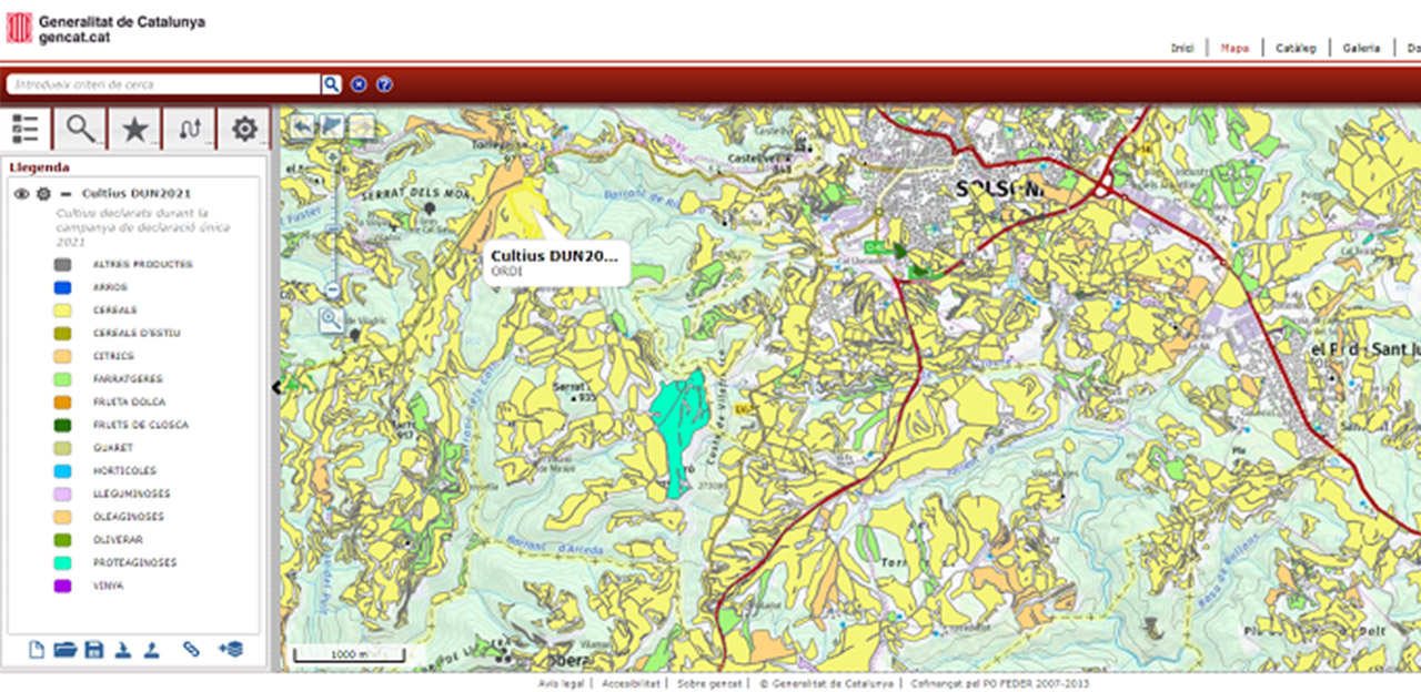 Publicat el mapa de cultius 2021 amb nova informació sobre la varietat de cultiu, el sistema de regadiu i el segon producte